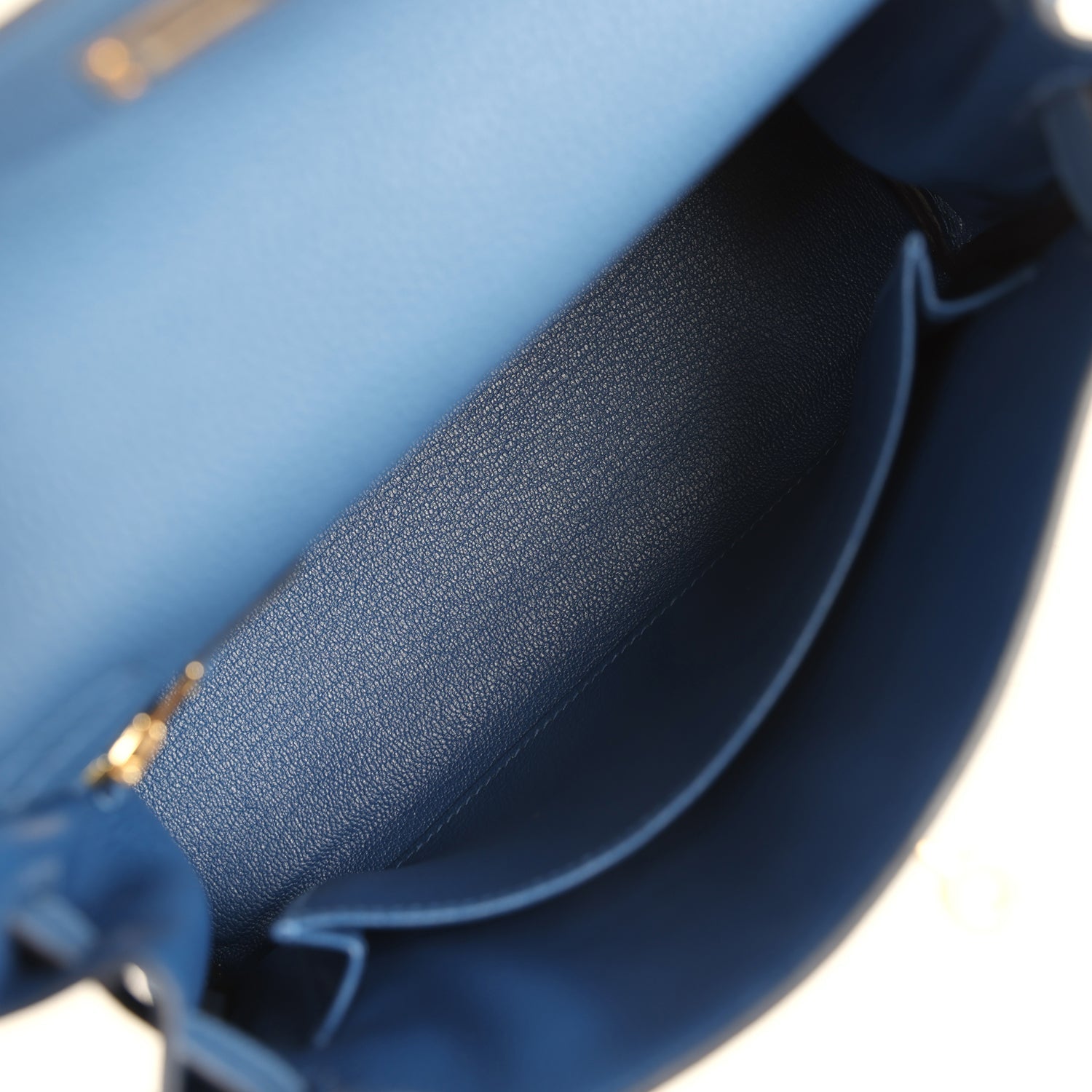 Hermes Kelly Retourne 25 Bleu Tie Togo Permabrass Hardware