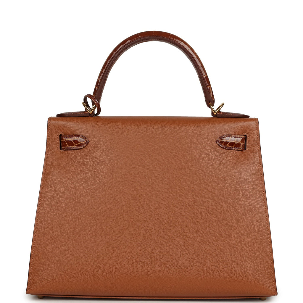 Hermes Kelly Sellier 28 Gold Madame and Miel Shiny Niloticus Crocodile Touch Gold Hardware