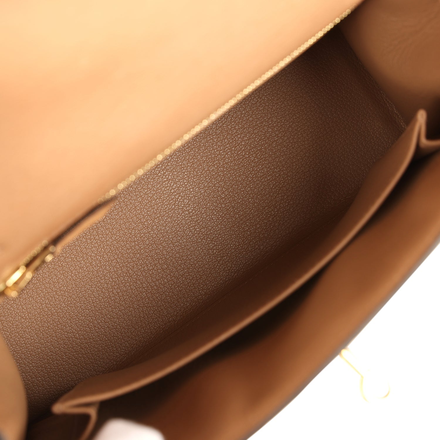 Pre-owned Hermes Kelly Sellier 25 Chai Ostrich Gold Hardware