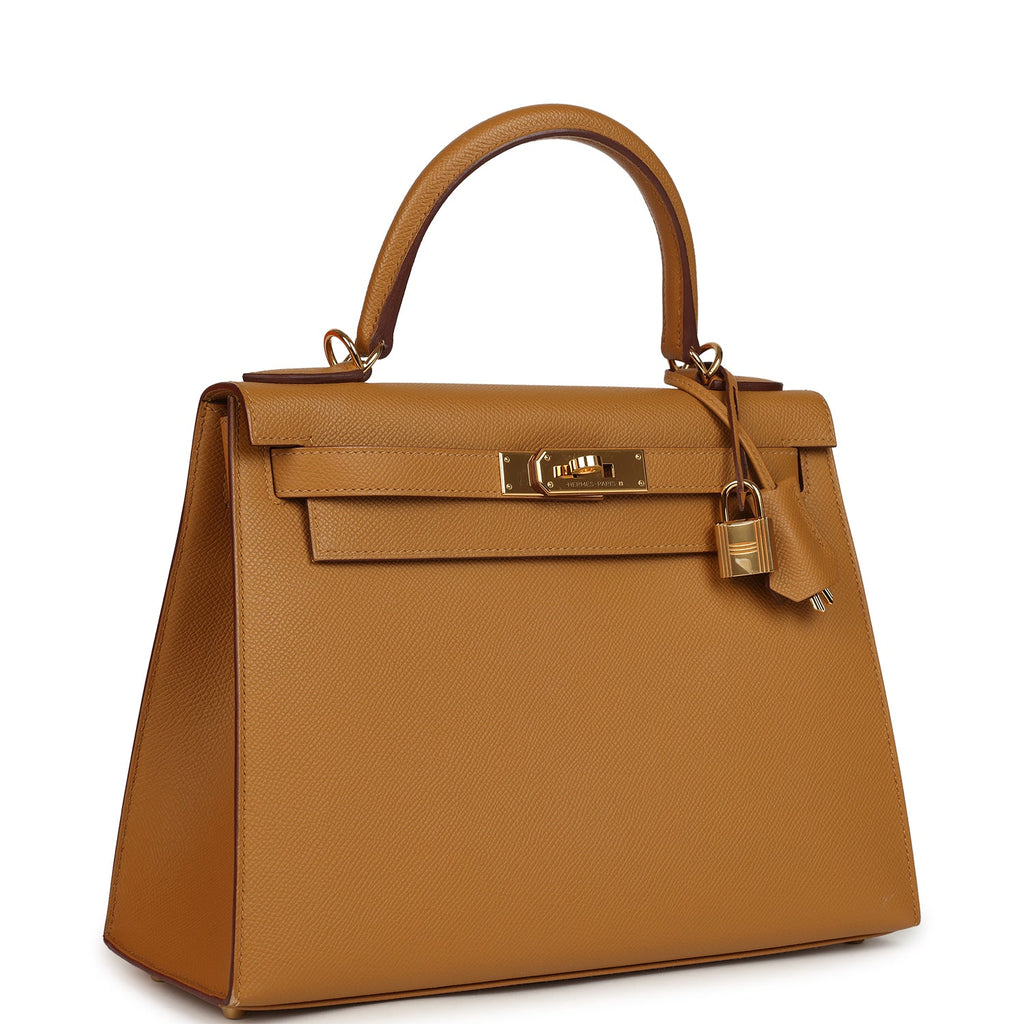Pre-owned Hermes Kelly Sellier 28 Sesame Epsom Gold Hardware