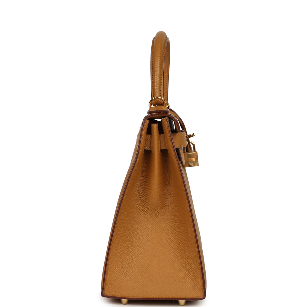Pre-owned Hermes Kelly Sellier 28 Sesame Epsom Gold Hardware