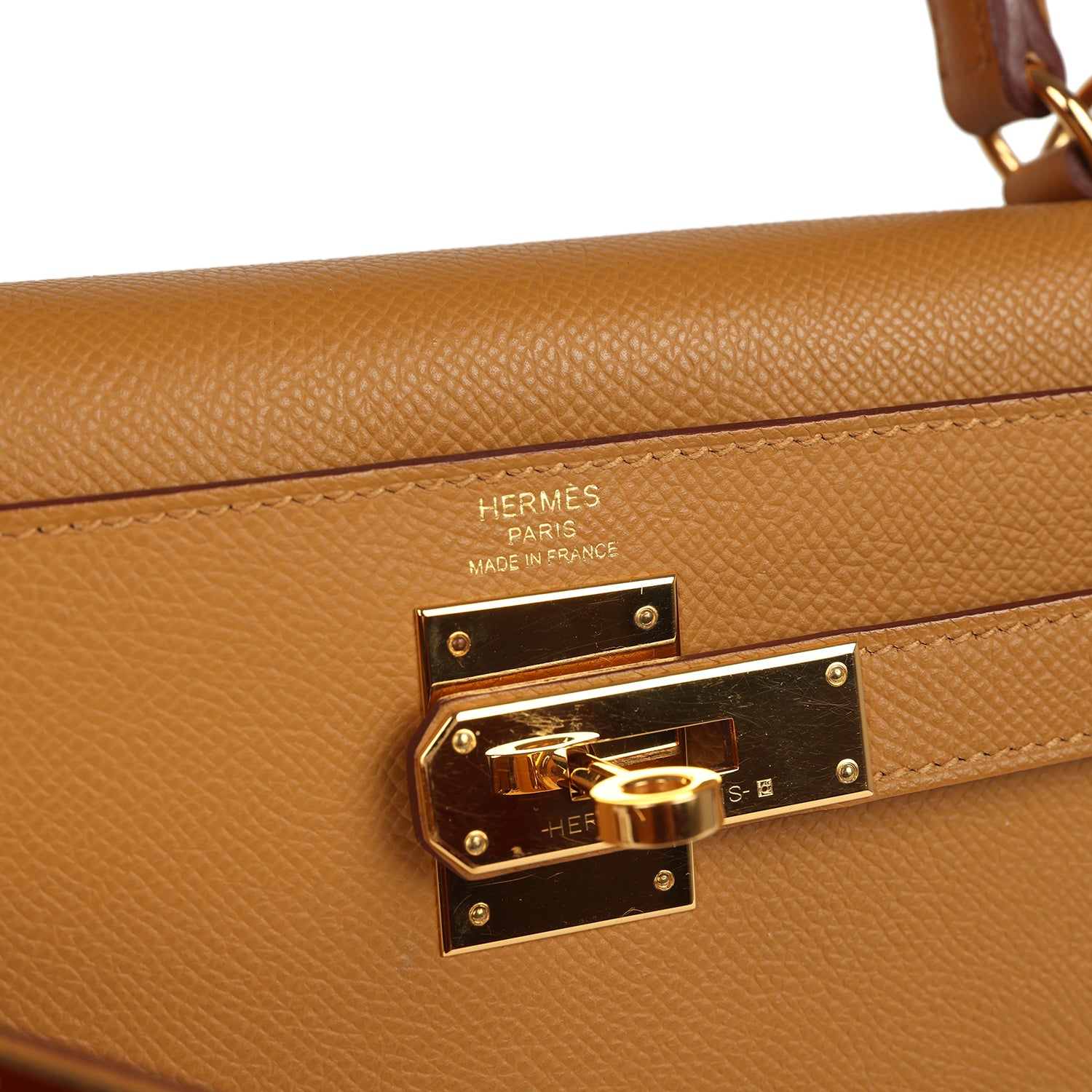 Pre-owned Hermes Kelly Sellier 28 Sesame Epsom Gold Hardware