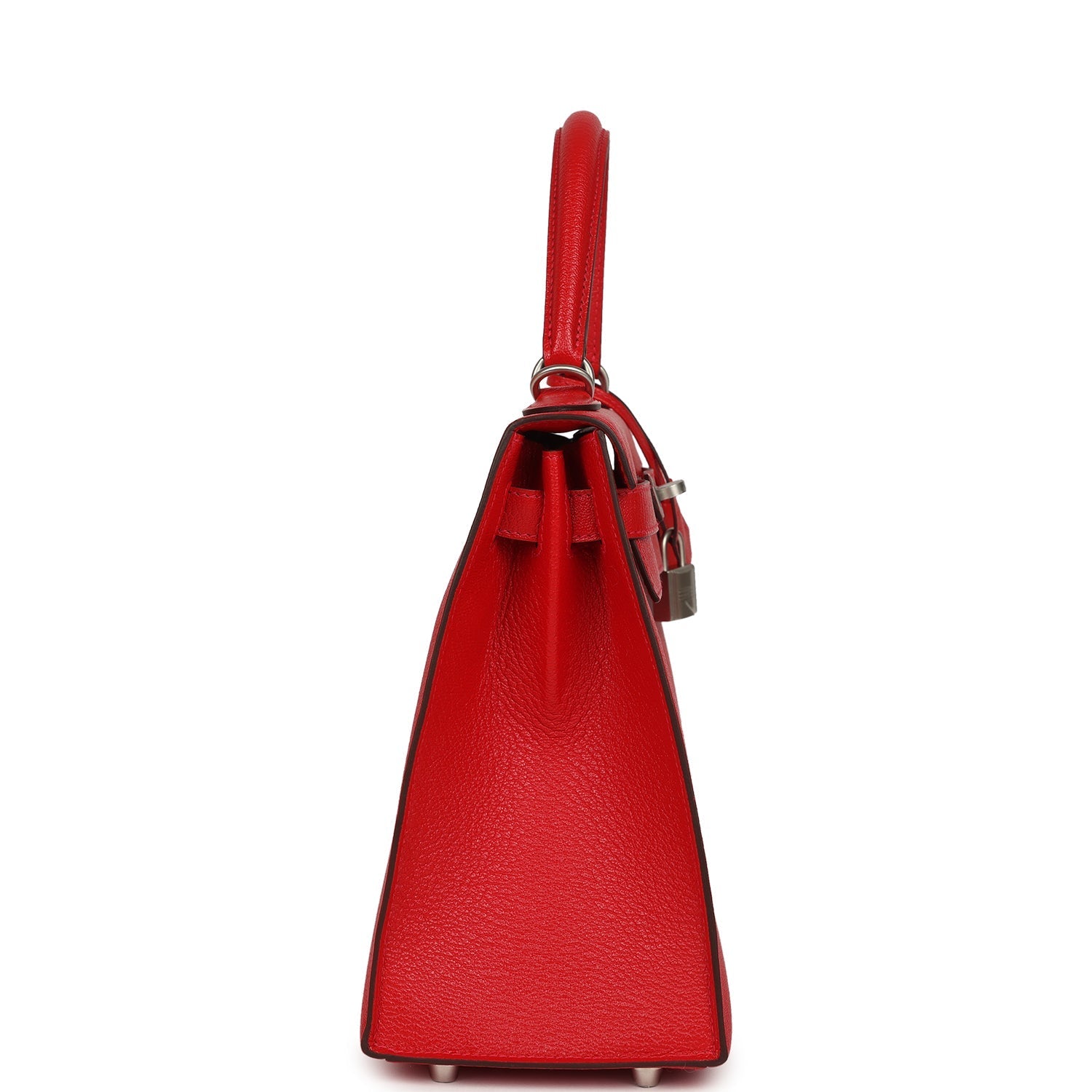 Hermes Special Order (HSS) Kelly Sellier 28 Rouge De Coeur Chevre Mysore Brushed Palladium Hardware