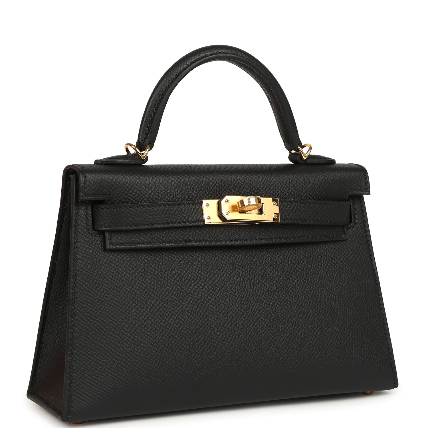 Hermes Kelly Sellier 20 Black Epsom Gold Hardware
