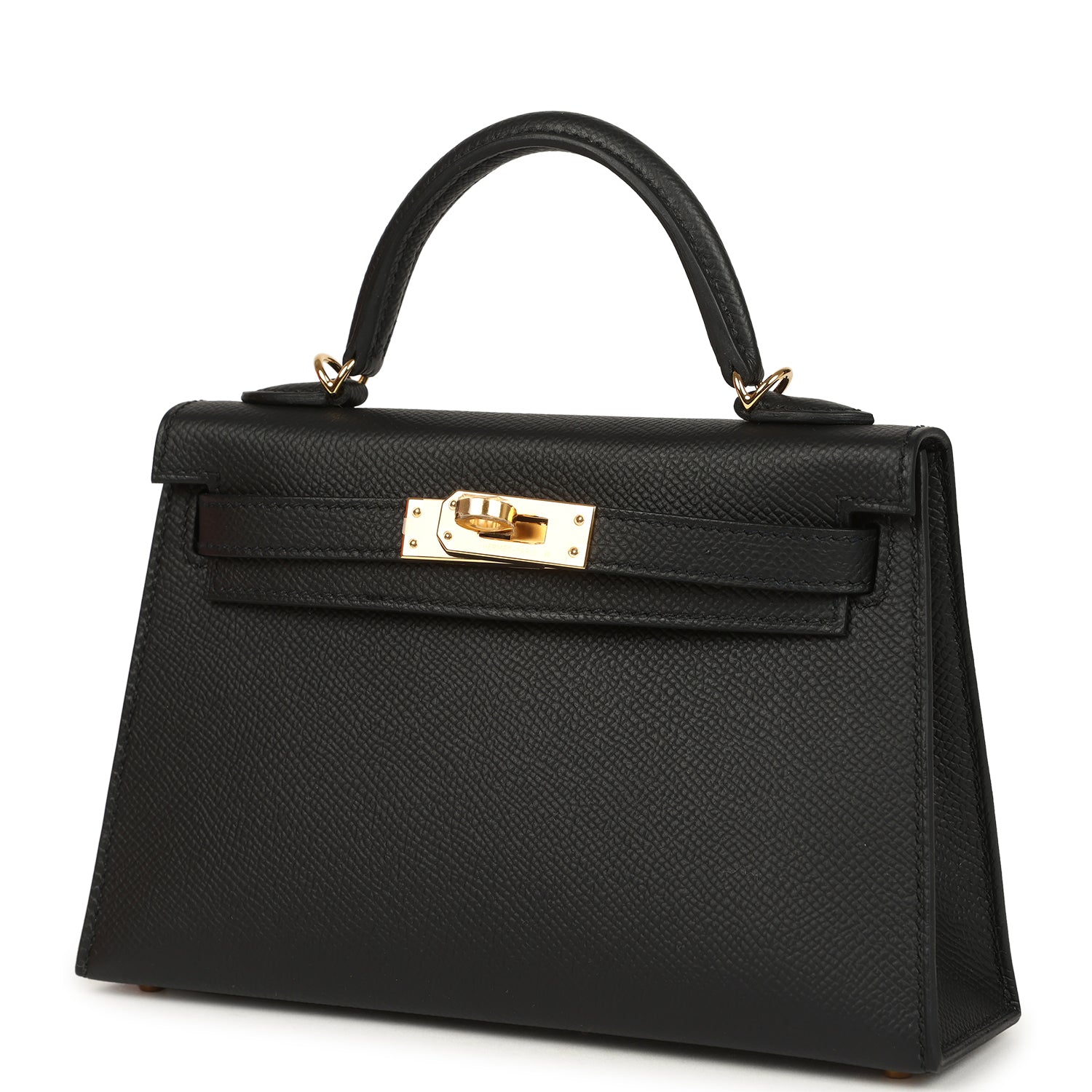 Hermes Kelly Sellier 20 Black Epsom Gold Hardware