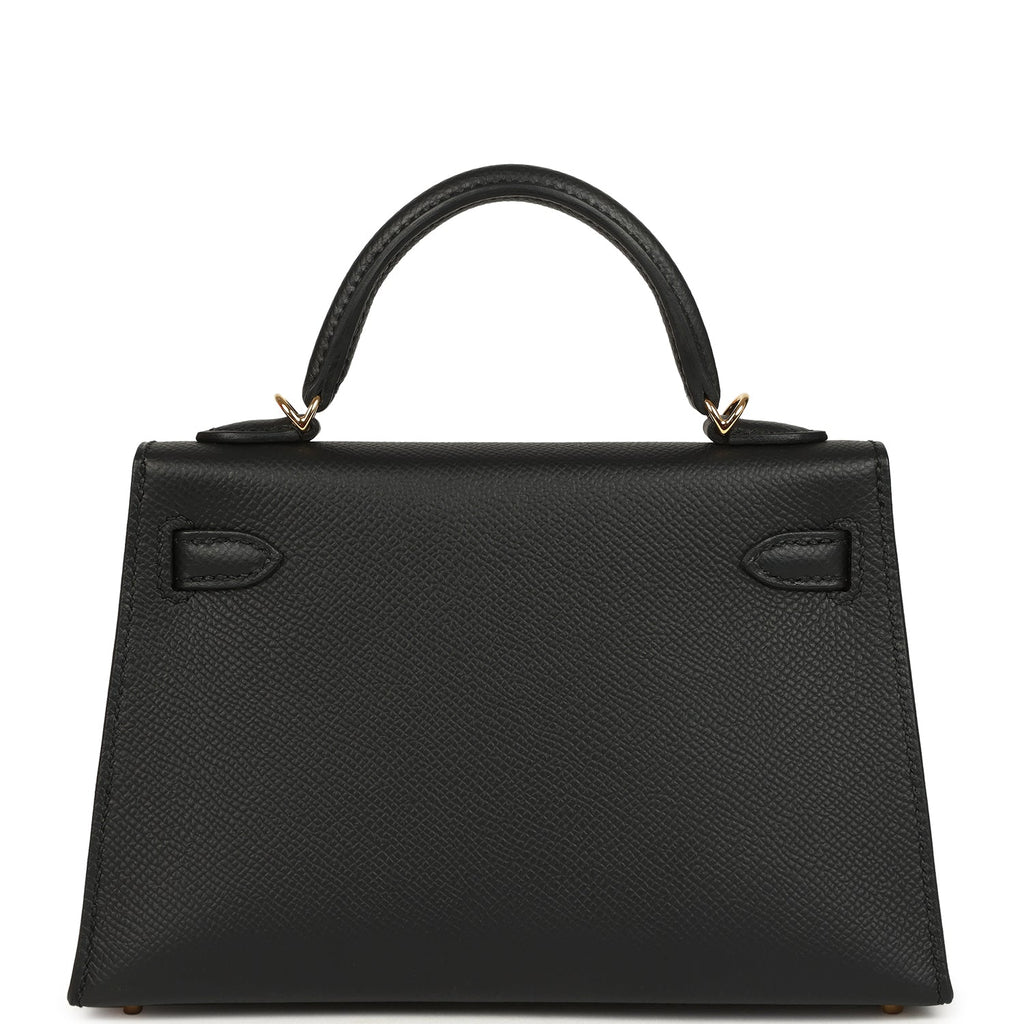 Hermes Kelly Sellier 20 Black Epsom Gold Hardware