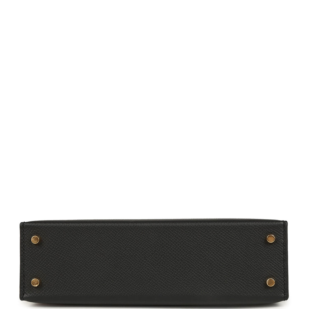 Hermes Kelly Sellier 20 Black Epsom Gold Hardware