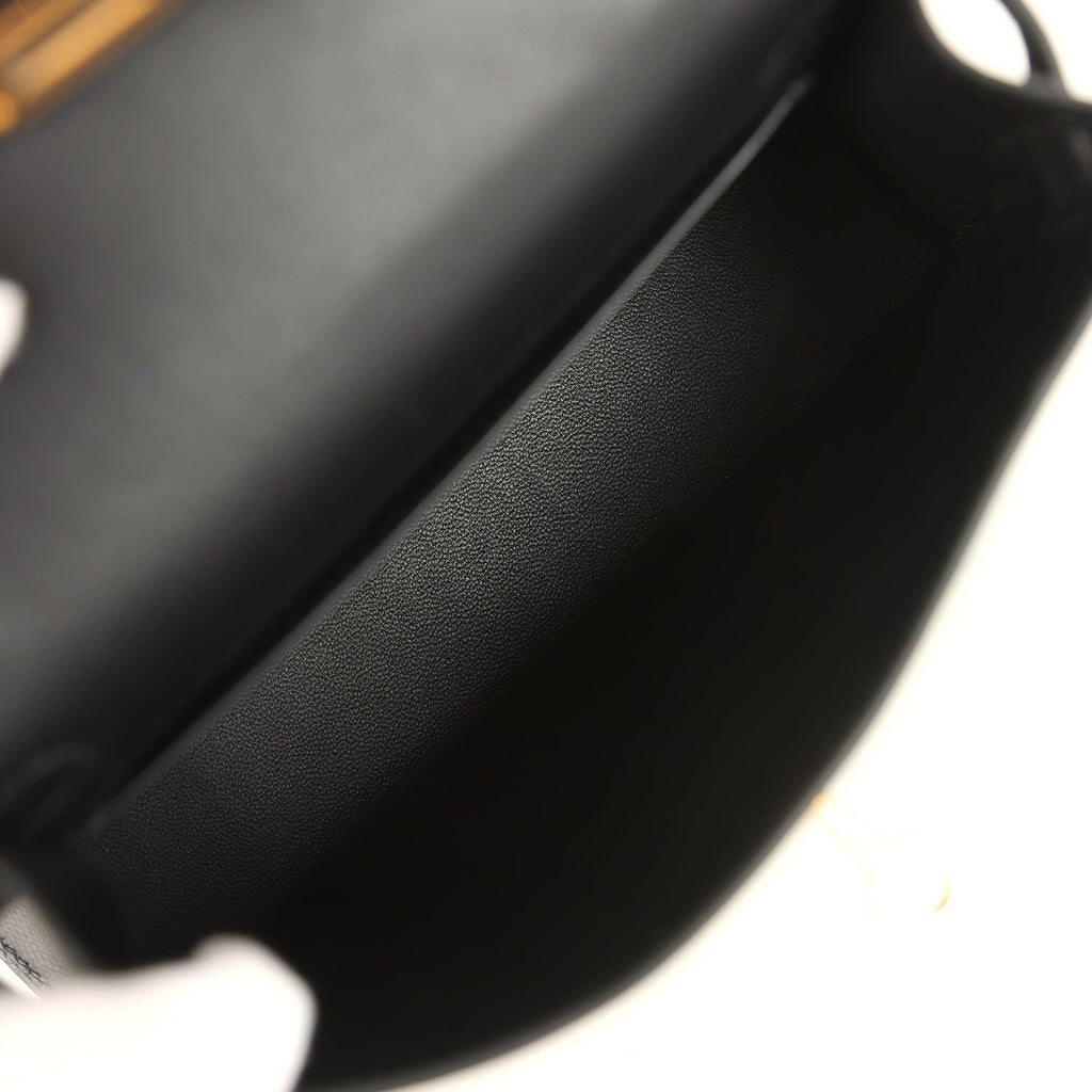 Hermes Kelly Sellier 20 Black Epsom Gold Hardware