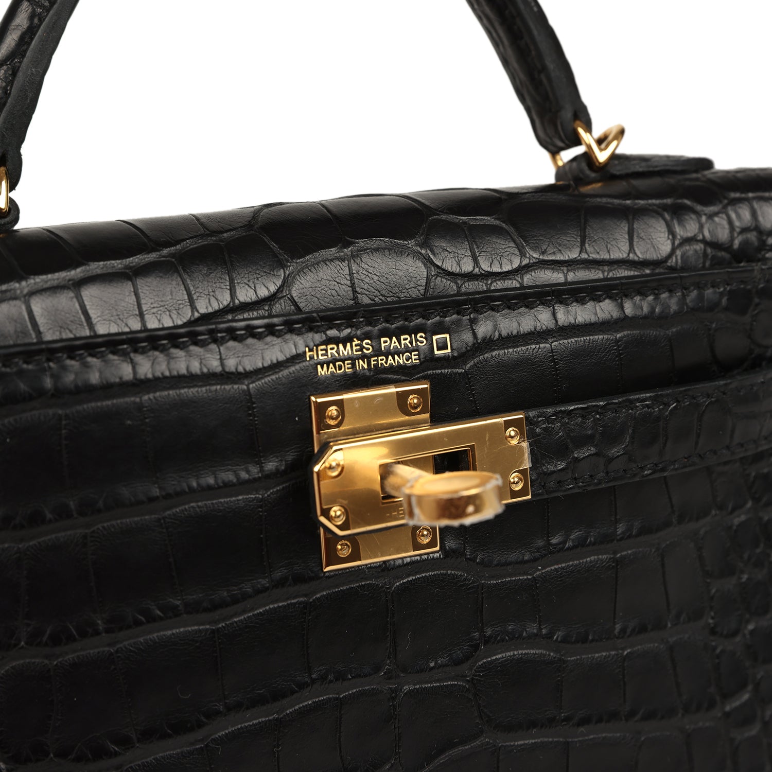 Hermes Kelly Sellier 20 Black Matte Alligator Gold Hardware