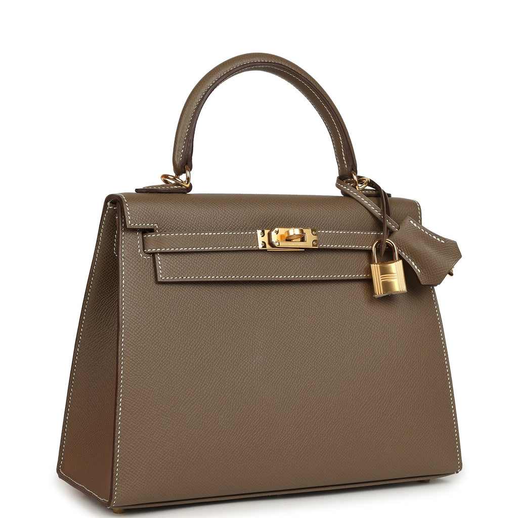 Hermes Kelly Sellier 25 Etoupe Epsom Gold Hardware