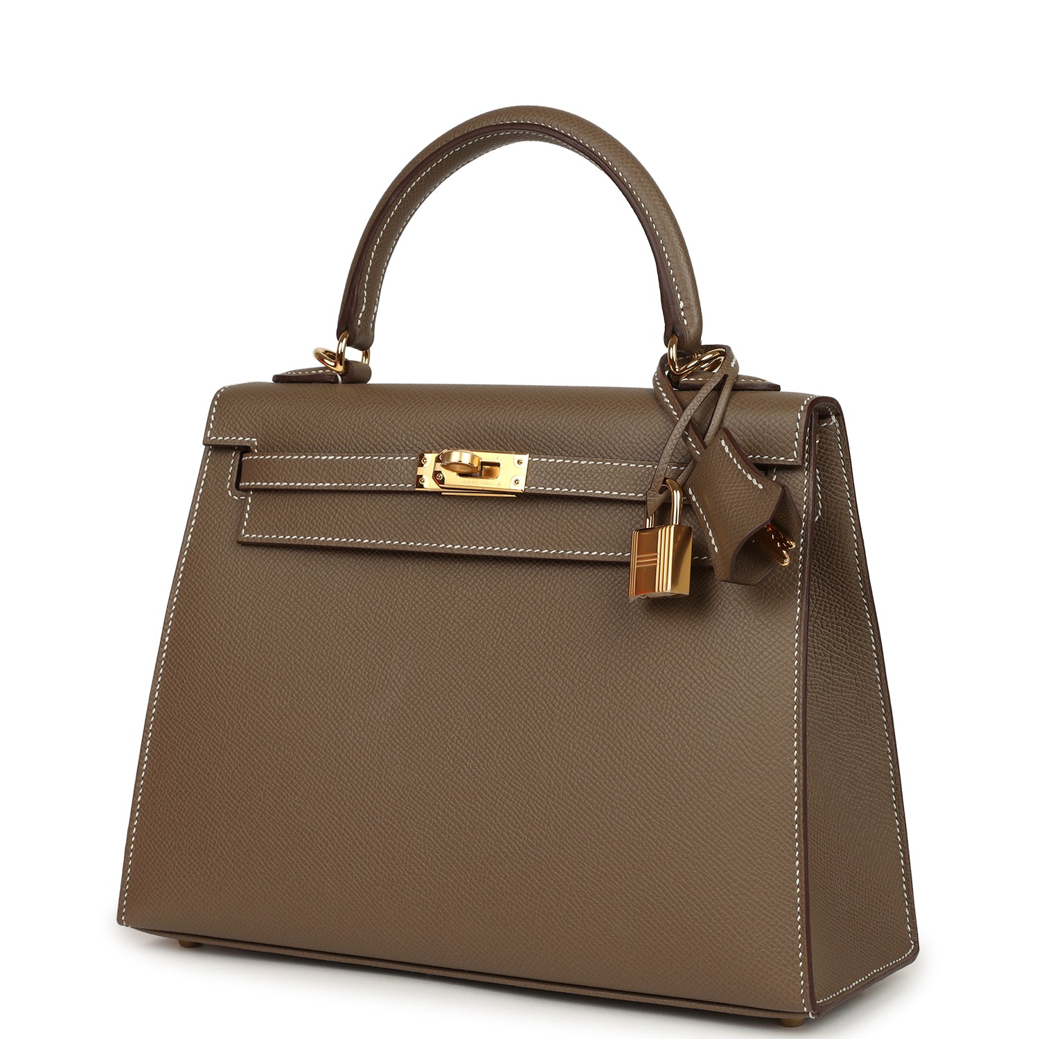 Hermes Kelly Sellier 25 Etoupe Epsom Gold Hardware