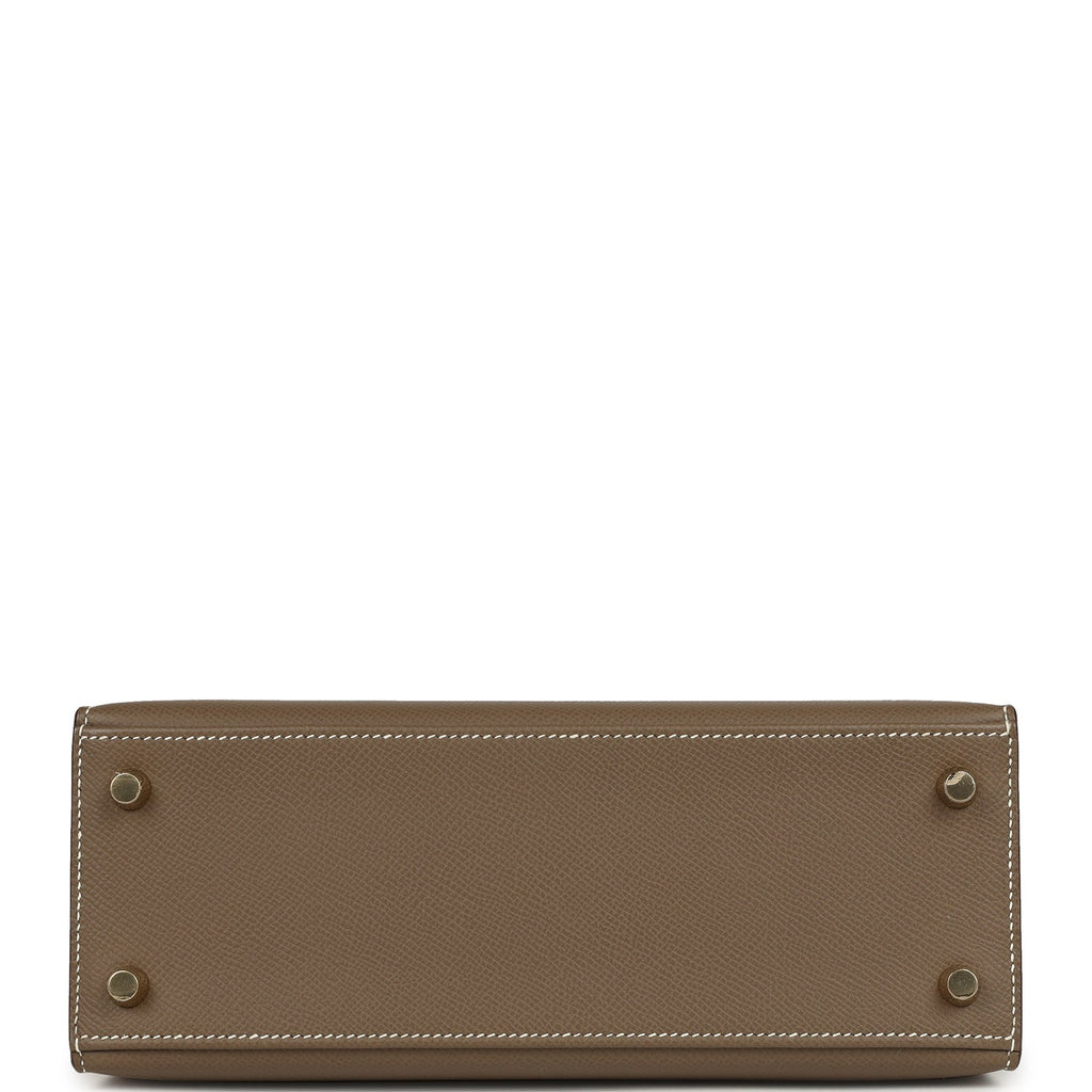 Hermes Kelly Sellier 25 Etoupe Epsom Gold Hardware
