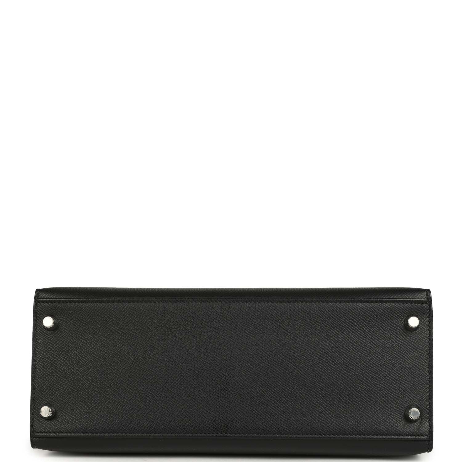 Pre-owned Hermes Kelly Sellier 28 Black Epsom Palladium Hardware