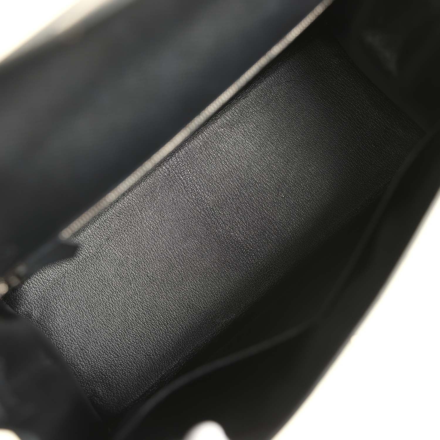 Pre-owned Hermes Kelly Sellier 28 Black Epsom Palladium Hardware