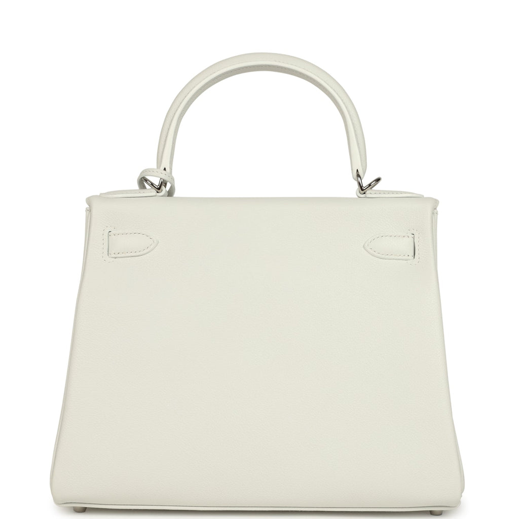Hermes Kelly Retourne 28 New White Evercolor Palladium Hardware