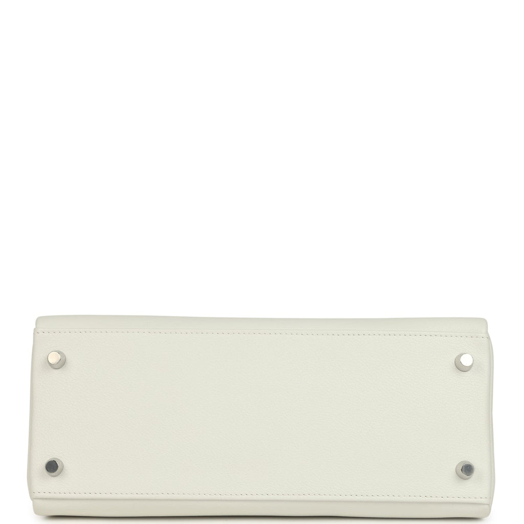 Hermes Kelly Retourne 28 New White Evercolor Palladium Hardware
