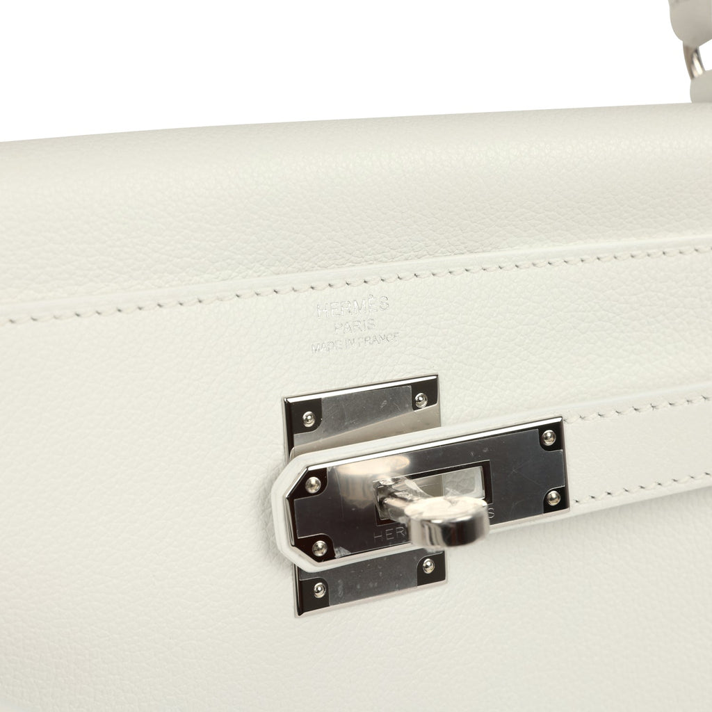 Hermes Kelly Retourne 28 New White Evercolor Palladium Hardware