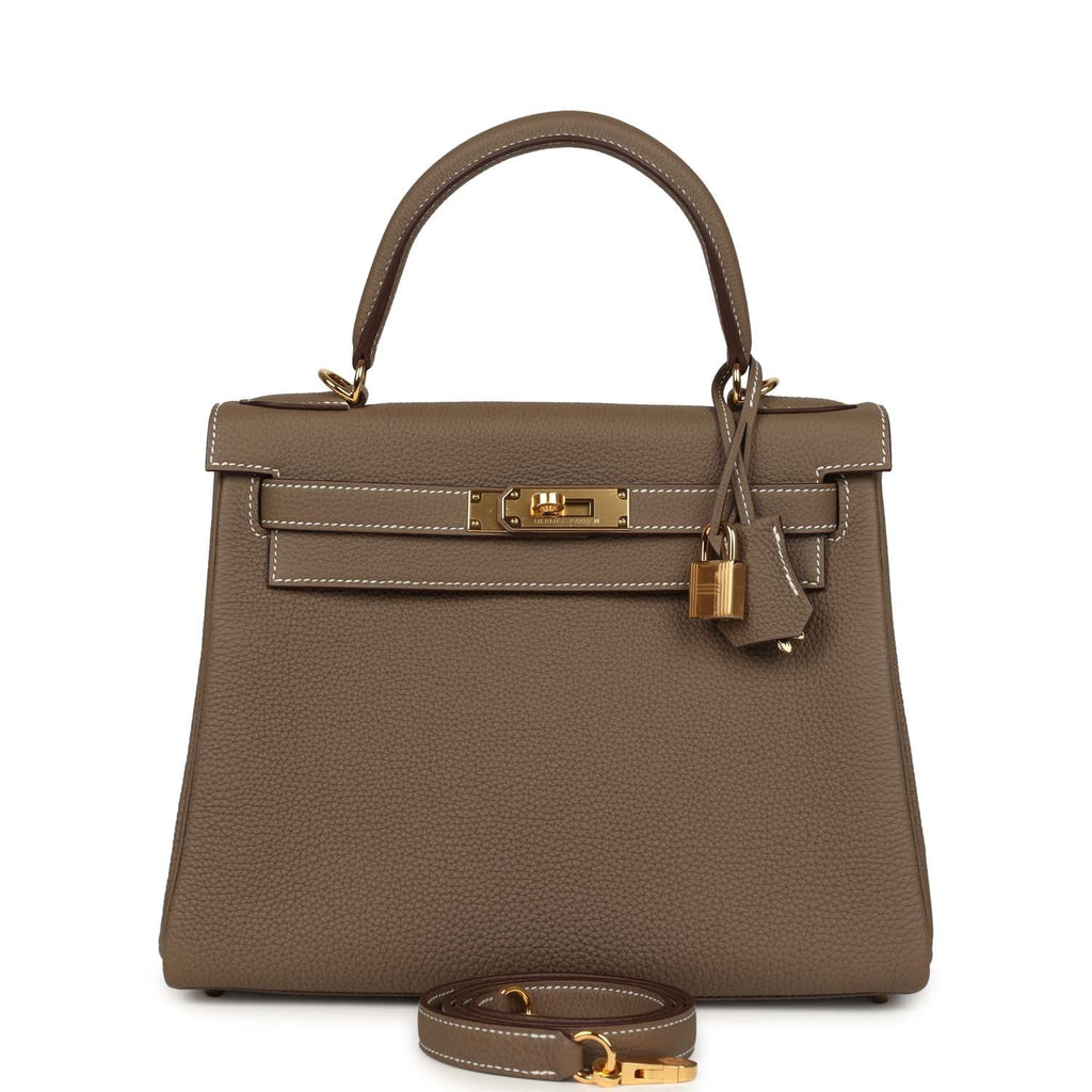 Hold Hermes Kelly Retourne 28 Etoupe Togo Gold Hardware