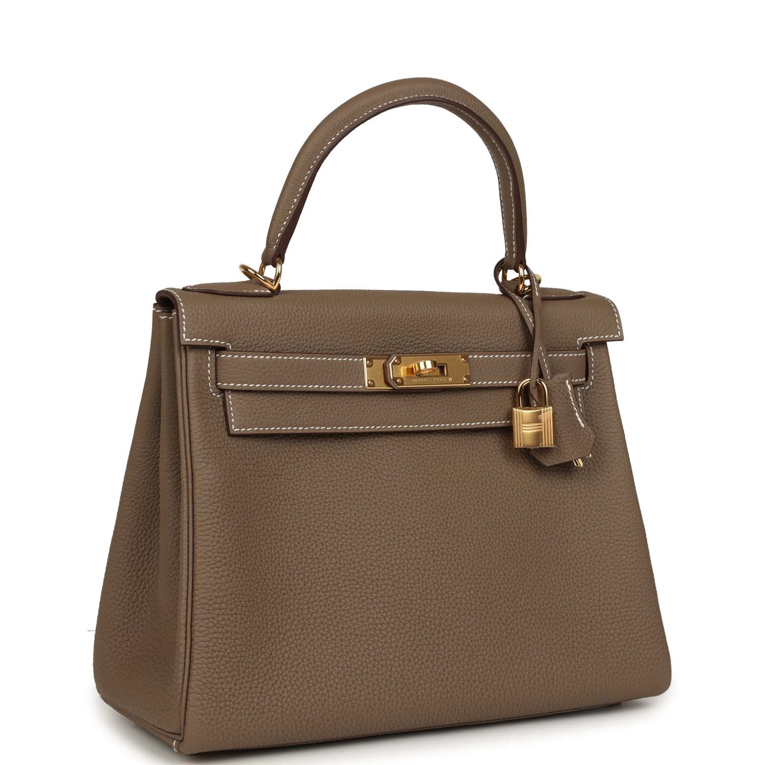 Hold Hermes Kelly Retourne 28 Etoupe Togo Gold Hardware