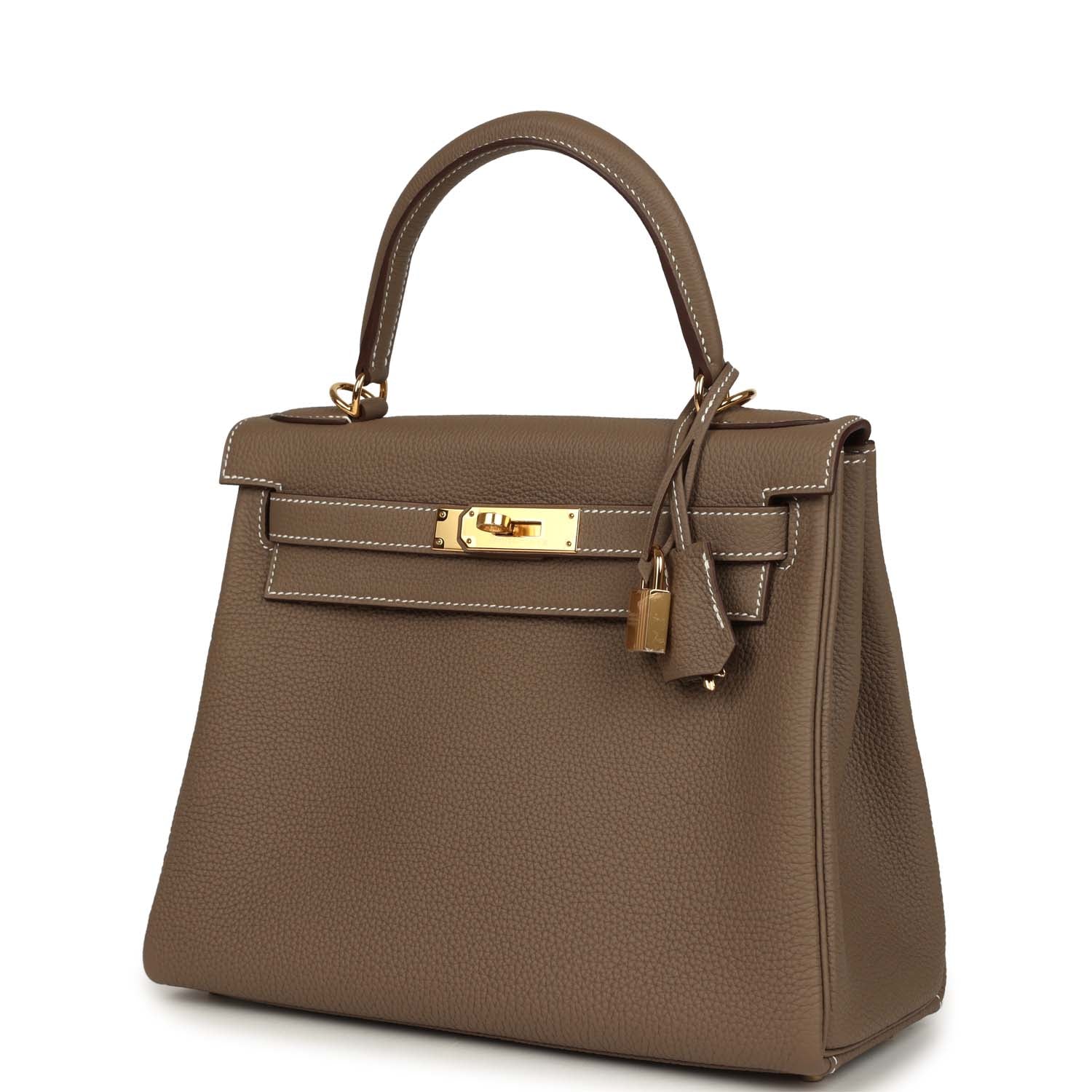 Hold Hermes Kelly Retourne 28 Etoupe Togo Gold Hardware