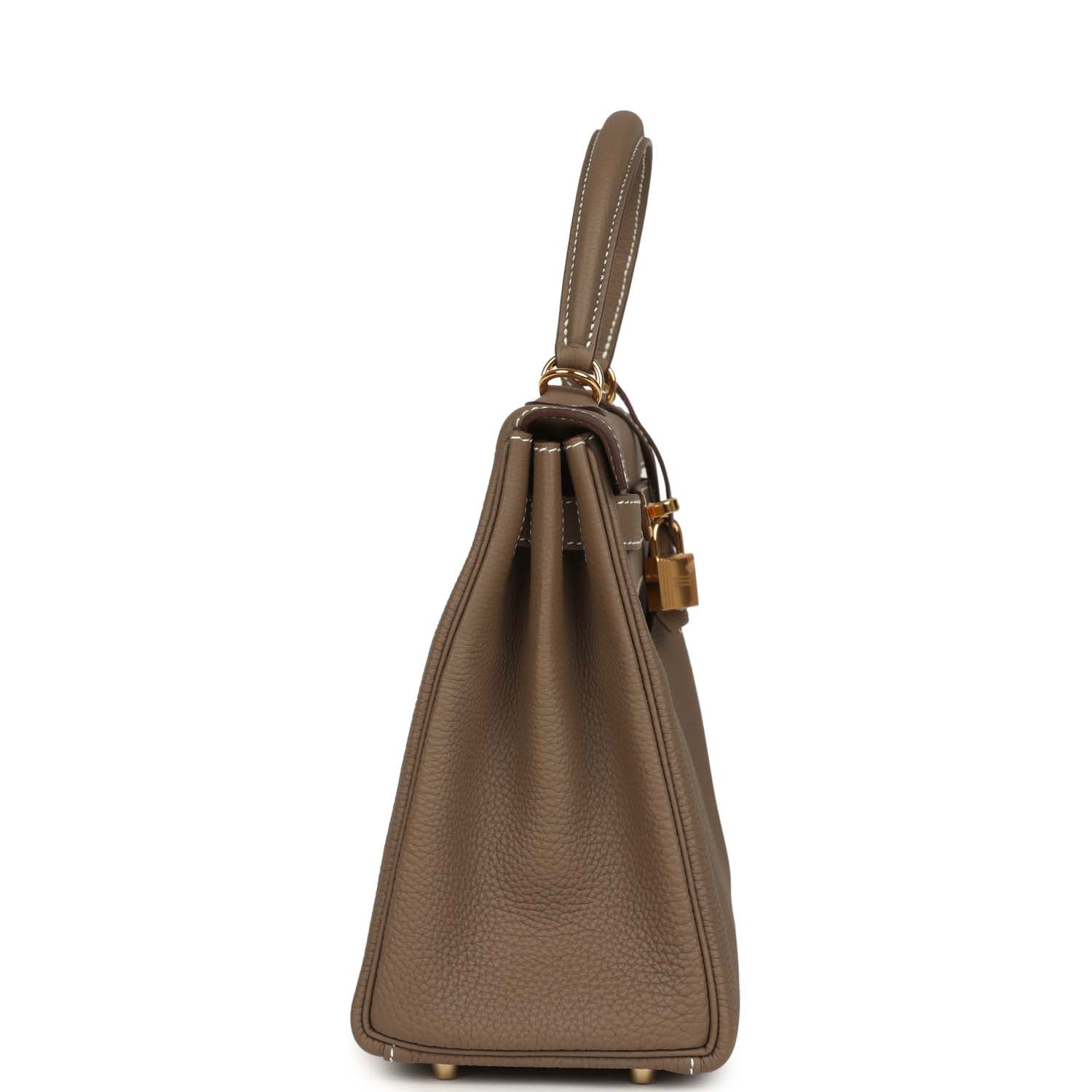 Hold Hermes Kelly Retourne 28 Etoupe Togo Gold Hardware