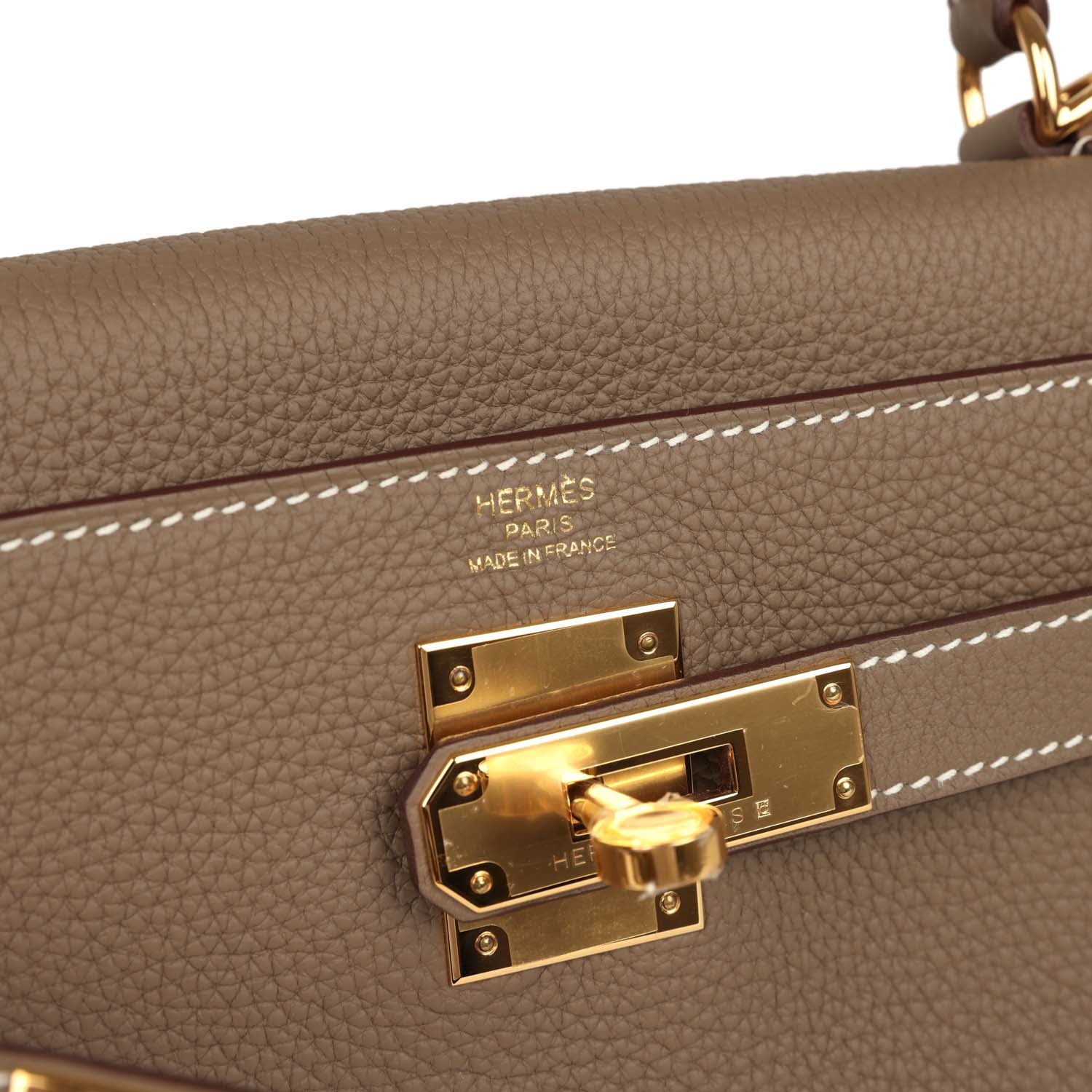 Hold Hermes Kelly Retourne 28 Etoupe Togo Gold Hardware