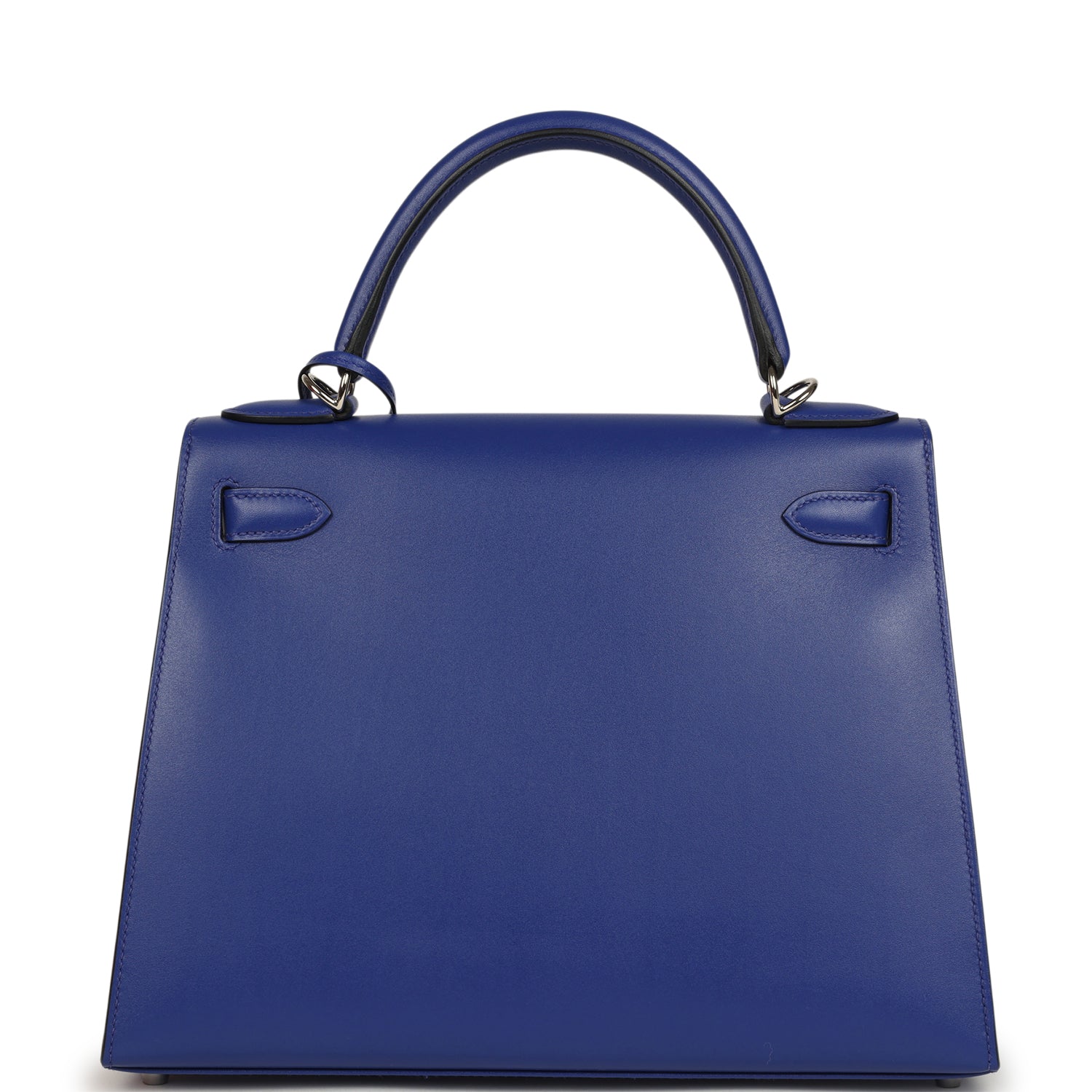 Pre-owned Hermes Kelly Sellier 28 Bleu Electric Tadelakt Palladium Hardware