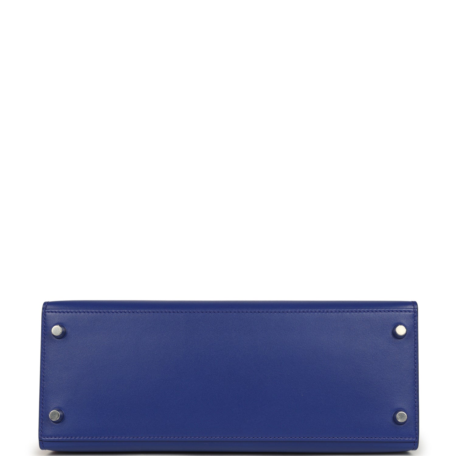 Pre-owned Hermes Kelly Sellier 28 Bleu Electric Tadelakt Palladium Hardware
