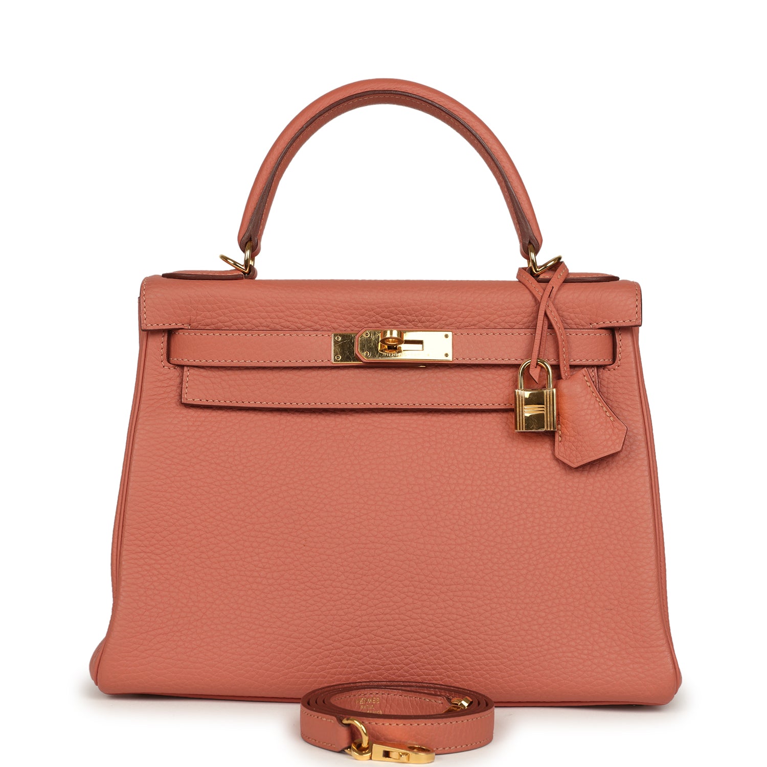 Pre-owned Hermes Kelly Retourne 28 Rosy Togo Gold Hardware