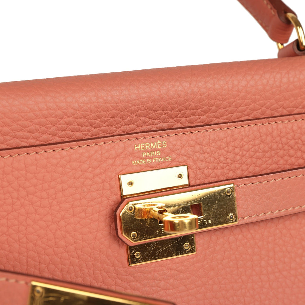 Pre-owned Hermes Kelly Retourne 28 Rosy Togo Gold Hardware