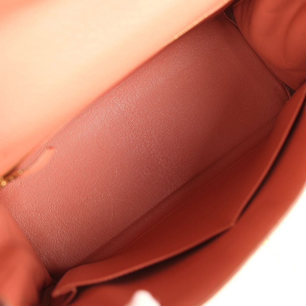 Pre-owned Hermes Kelly Retourne 28 Rosy Togo Gold Hardware