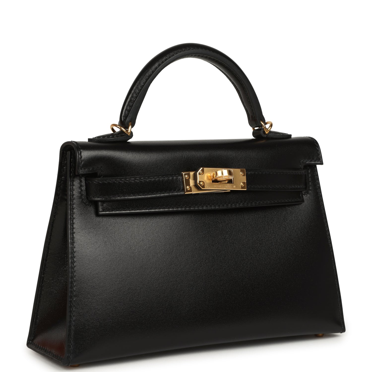 Hermes Kelly Sellier 20 Black Box Gold Hardware