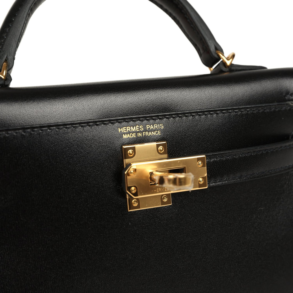 Hermes Kelly Sellier 20 Black Box Gold Hardware