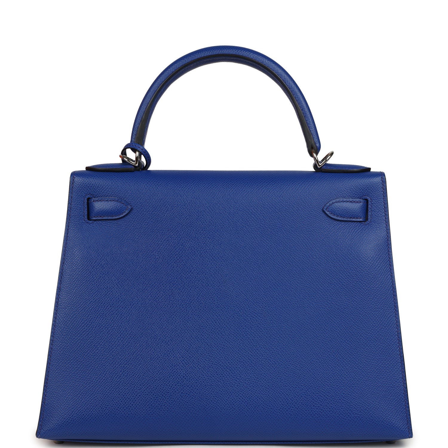 Pre-owned Hermes Kelly Sellier 28 Bleu Royal Verso Epsom Palladium Hardware