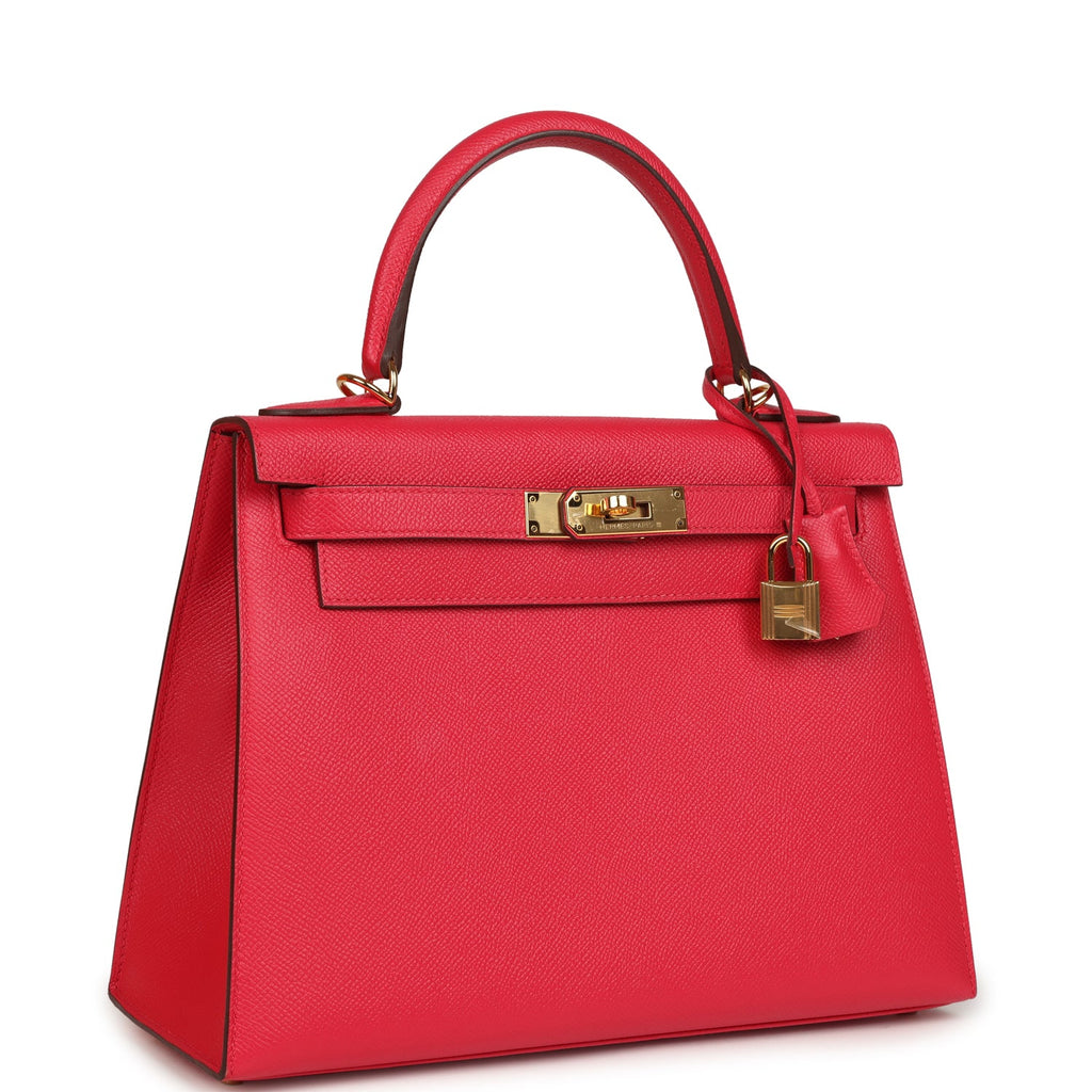 Pre-owned Hermes Kelly Sellier 28 Rose Extreme Epsom Gold Hardware