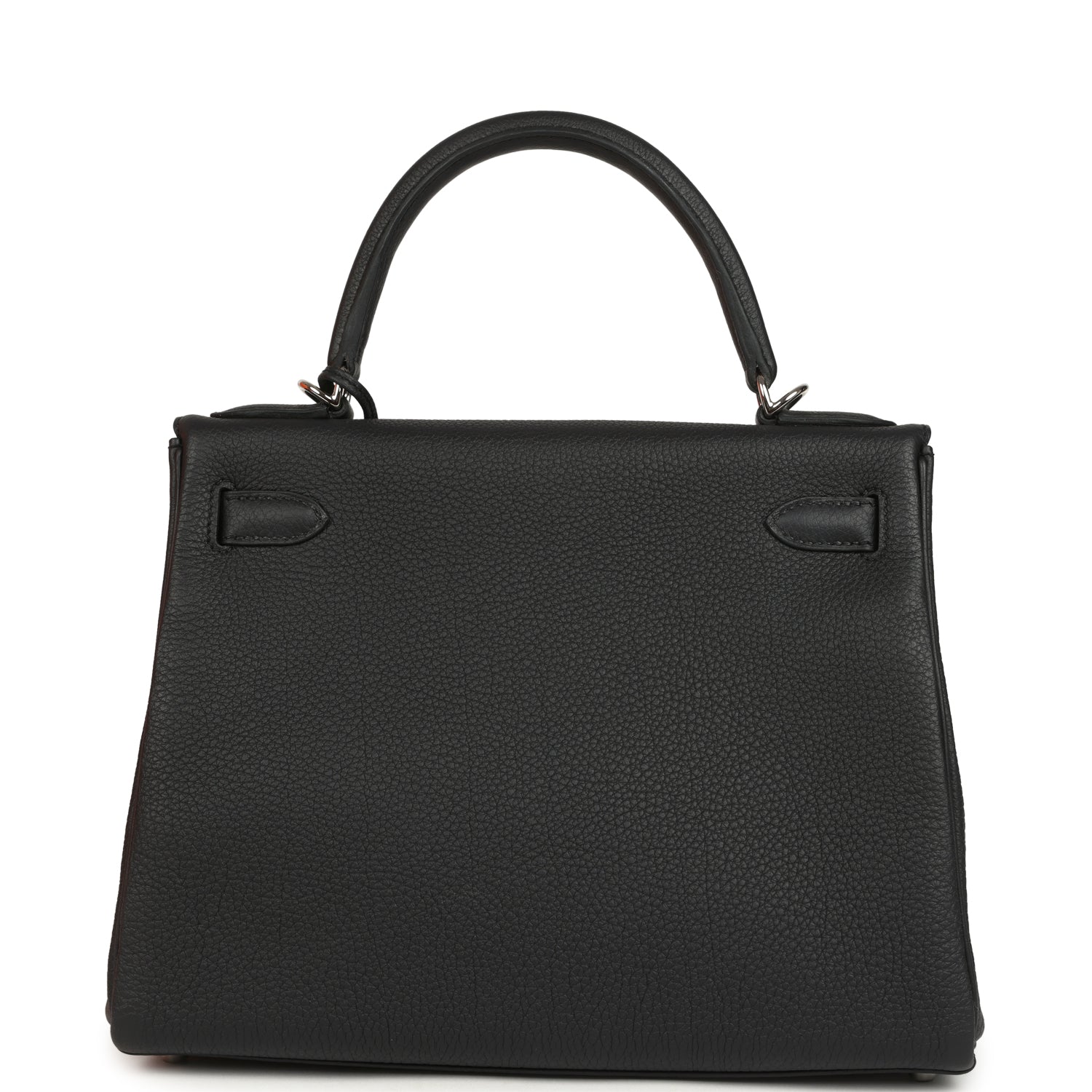 Pre-owned Hermes Kelly Retourne 28 Black Togo Palladium Hardware
