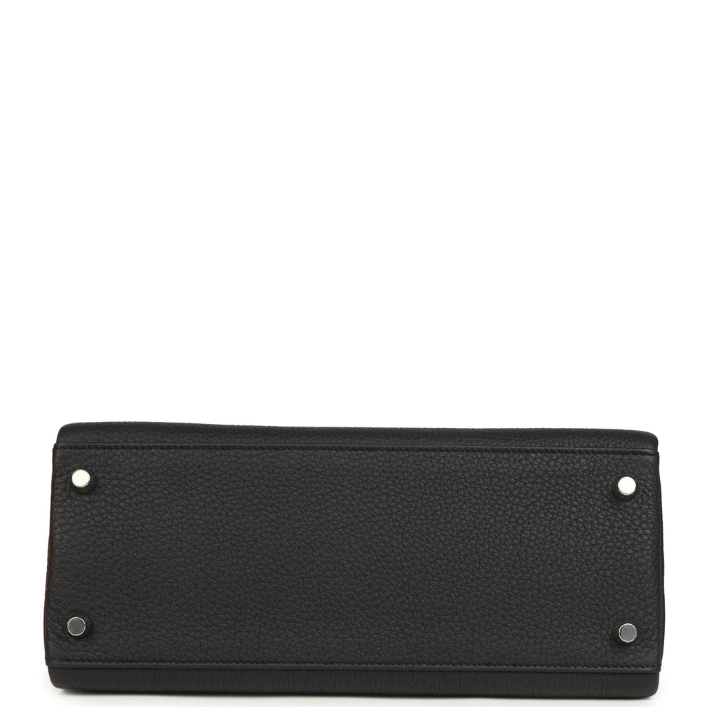 Pre-owned Hermes Kelly Retourne 28 Black Togo Palladium Hardware