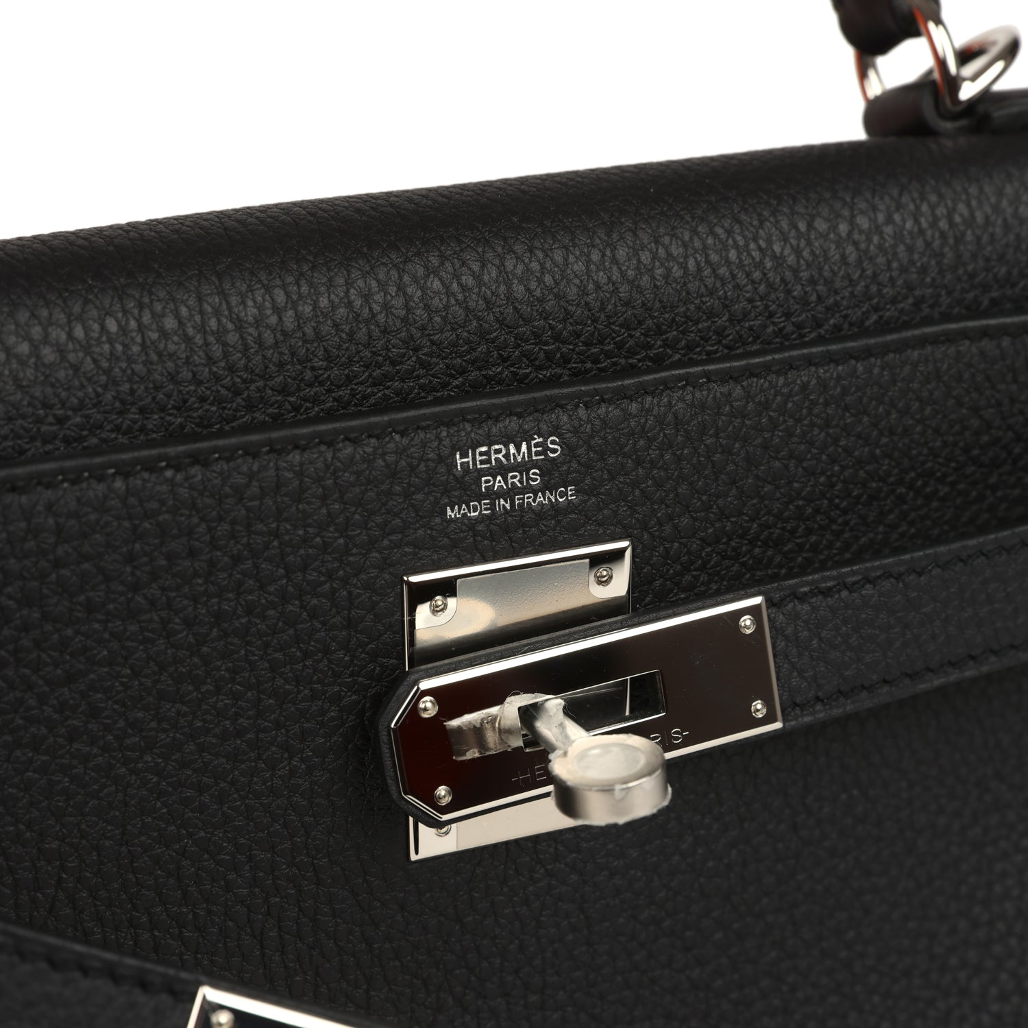 Pre-owned Hermes Kelly Retourne 28 Black Togo Palladium Hardware