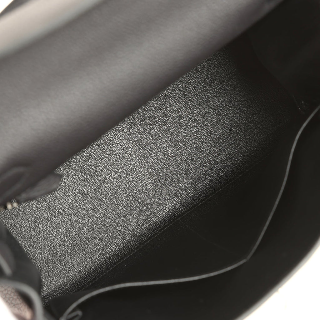 Pre-owned Hermes Kelly Retourne 28 Black Togo Palladium Hardware