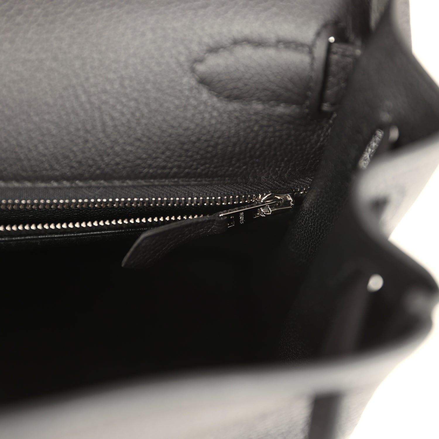 Pre-owned Hermes Kelly Retourne 28 Black Togo Palladium Hardware