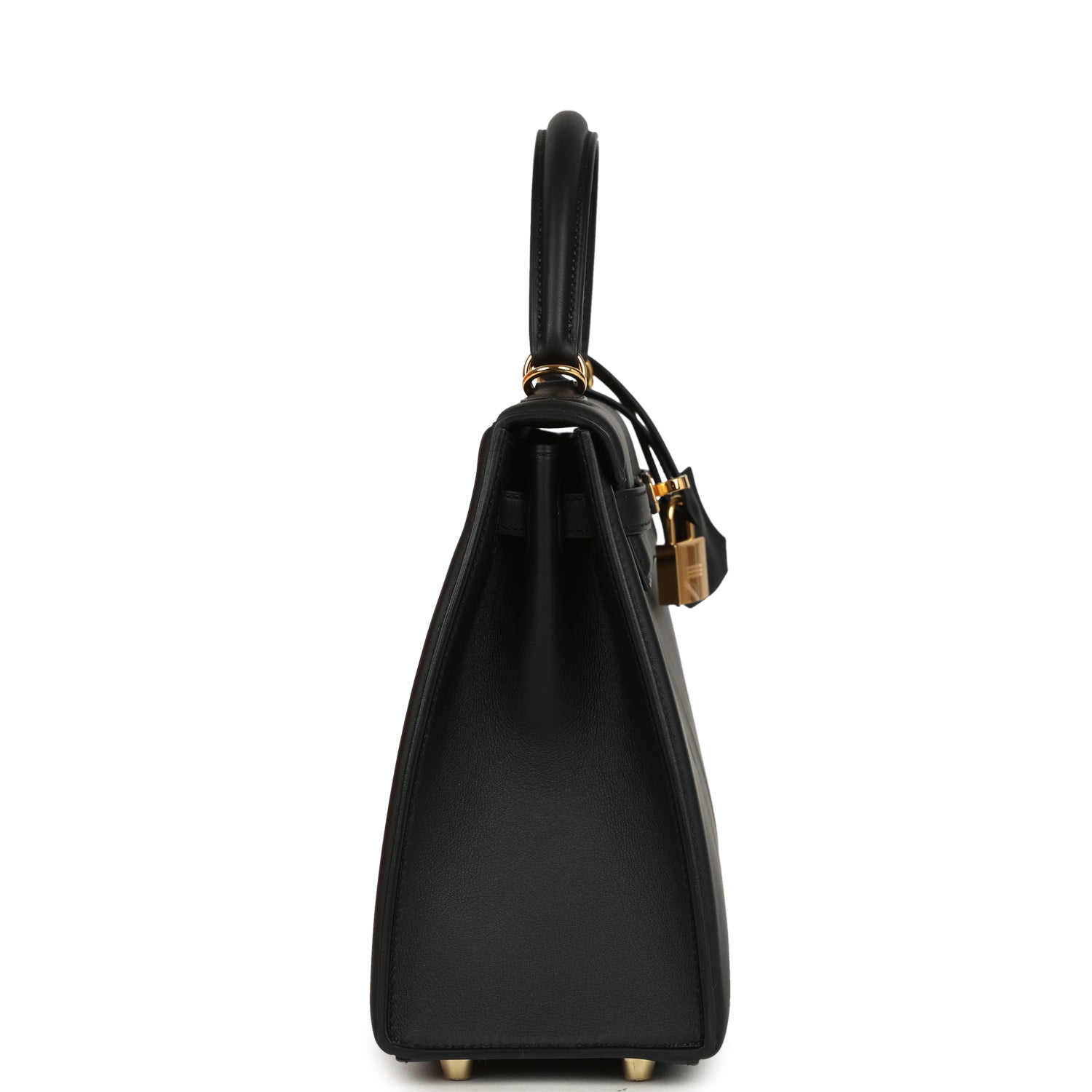Hermes Padded Kelly Sellier 25 Black Swift Gold Hardware