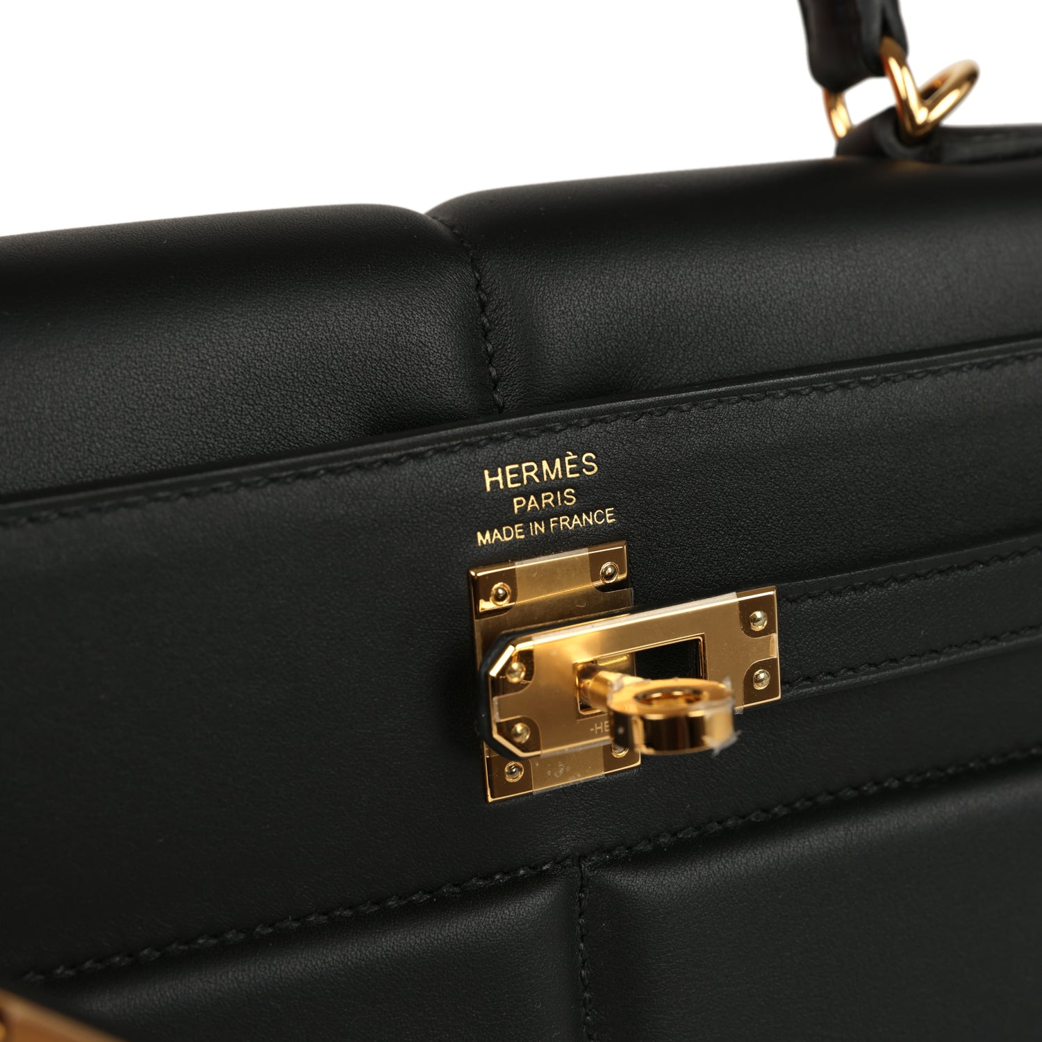Hermes Padded Kelly Sellier 25 Black Swift Gold Hardware