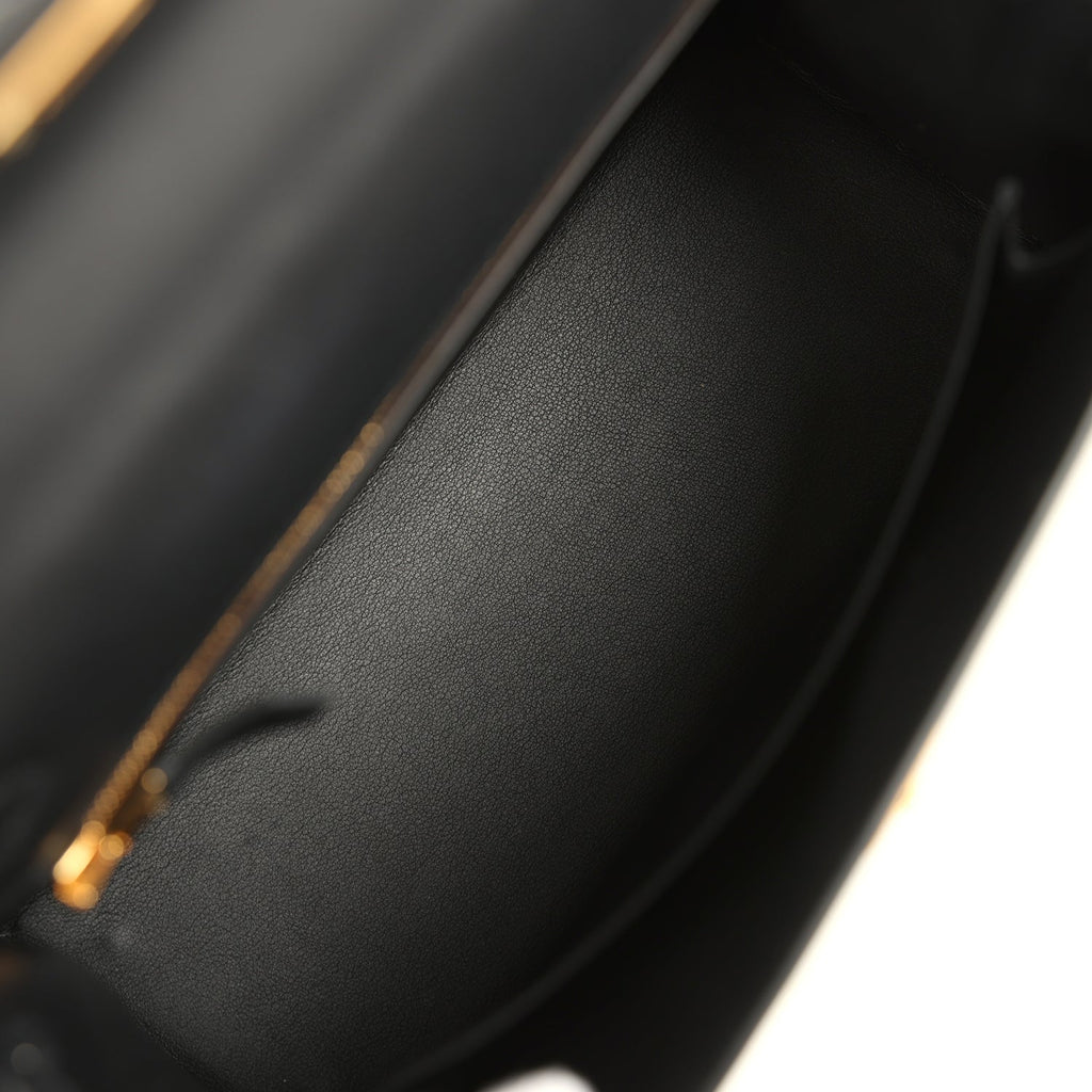 Hermes Padded Kelly Sellier 25 Black Swift Gold Hardware