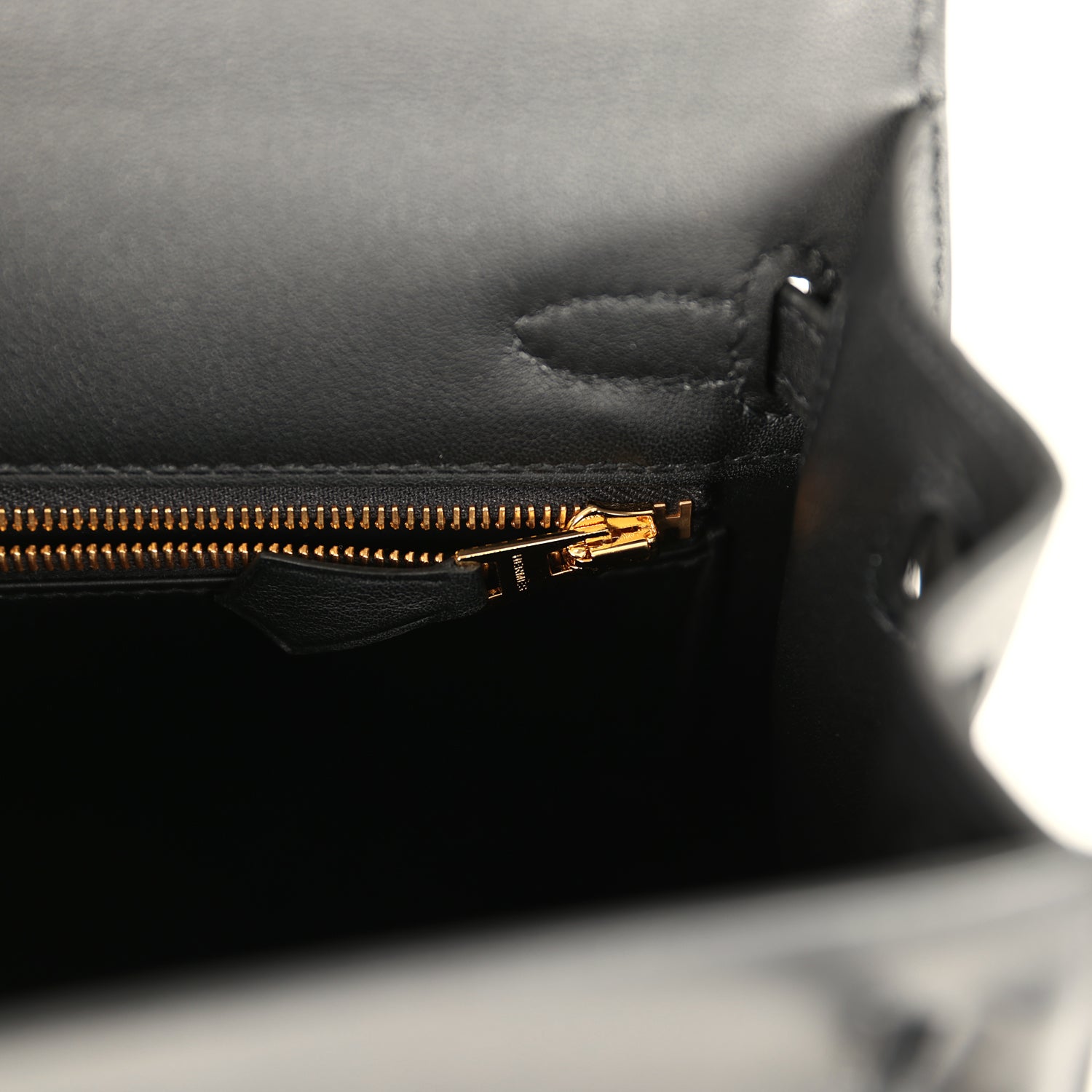 Hermes Padded Kelly Sellier 25 Black Swift Gold Hardware