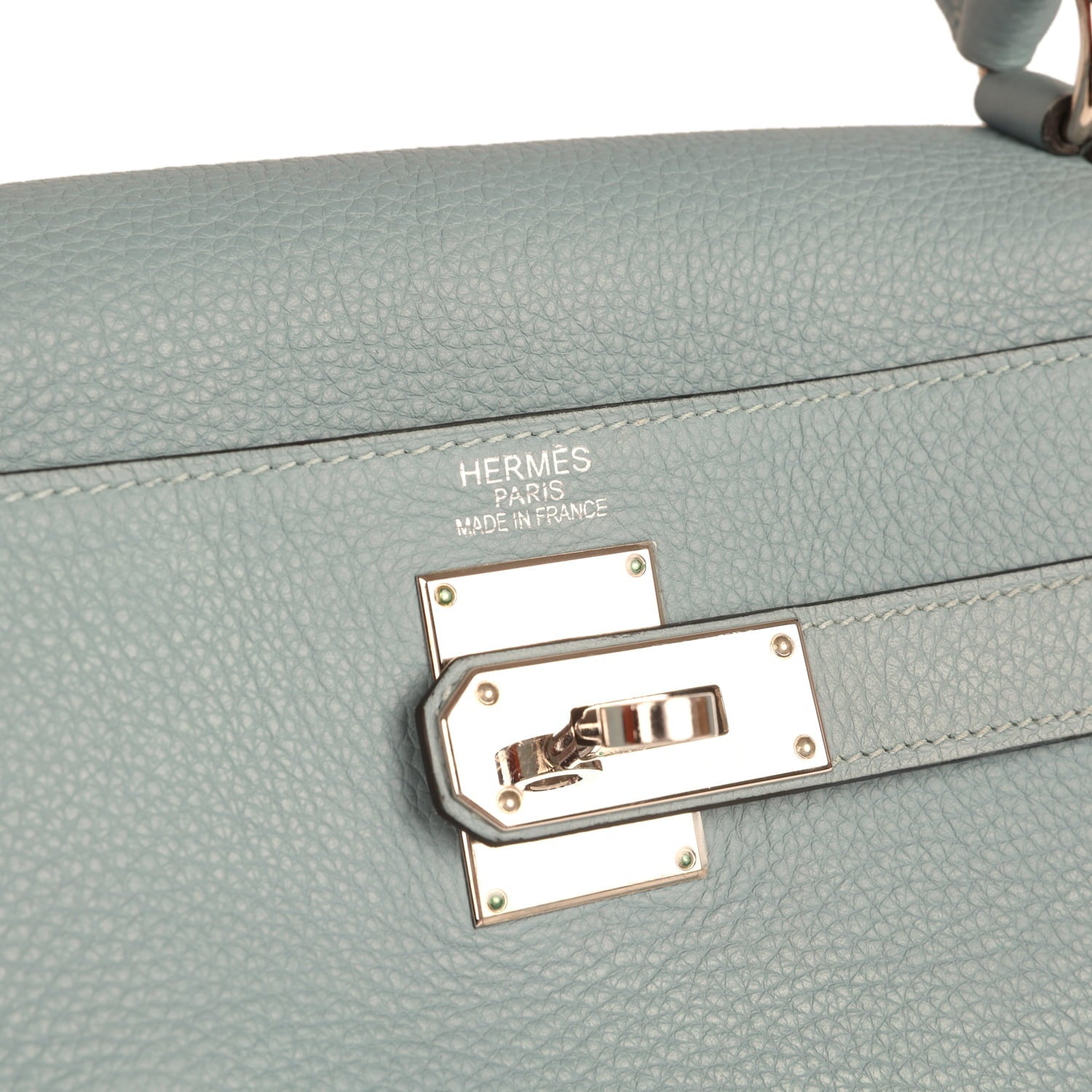 Vintage Hermes Shoulder Kelly 42 JPG Ciel Clemence Palladium Hardware