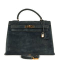 New Hermes Kelly Sellier 32 Bleu Indigo Doblis Gold Hardware
