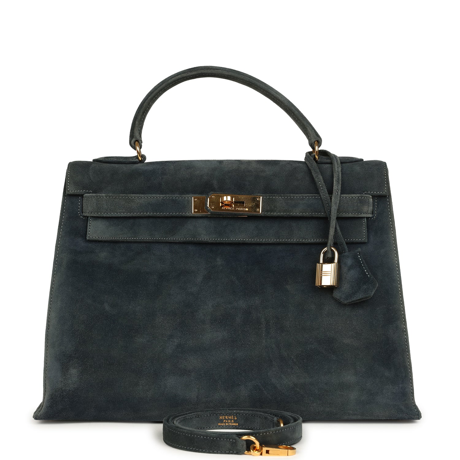 New Hermes Kelly Sellier 32 Bleu Indigo Doblis Gold Hardware
