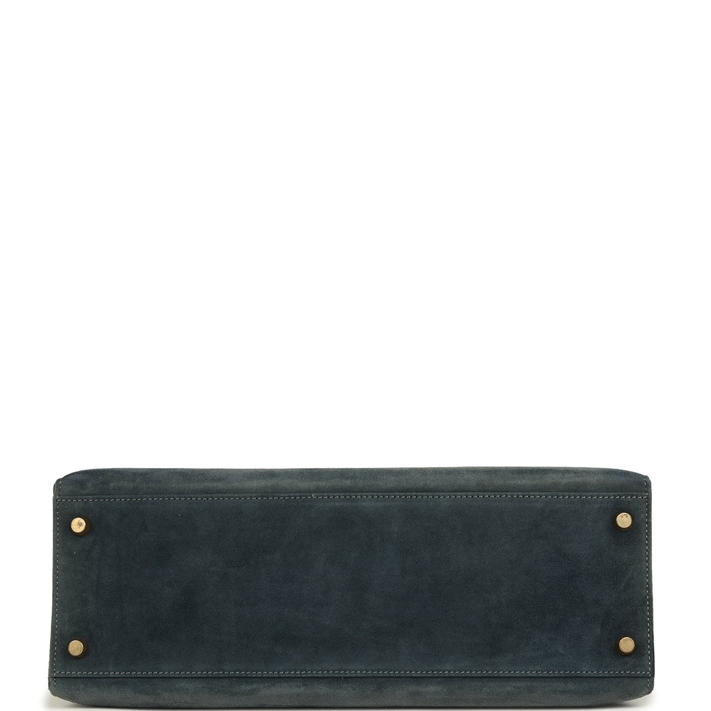 Vintage Hermes Kelly Sellier 32 Bleu Indigo Doblis Gold Hardware