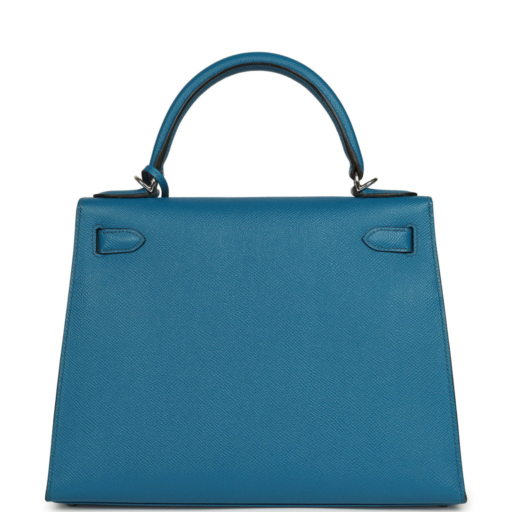 New Hermes Kelly Sellier 28 Bleu Izmir Epsom Palladium Hardware