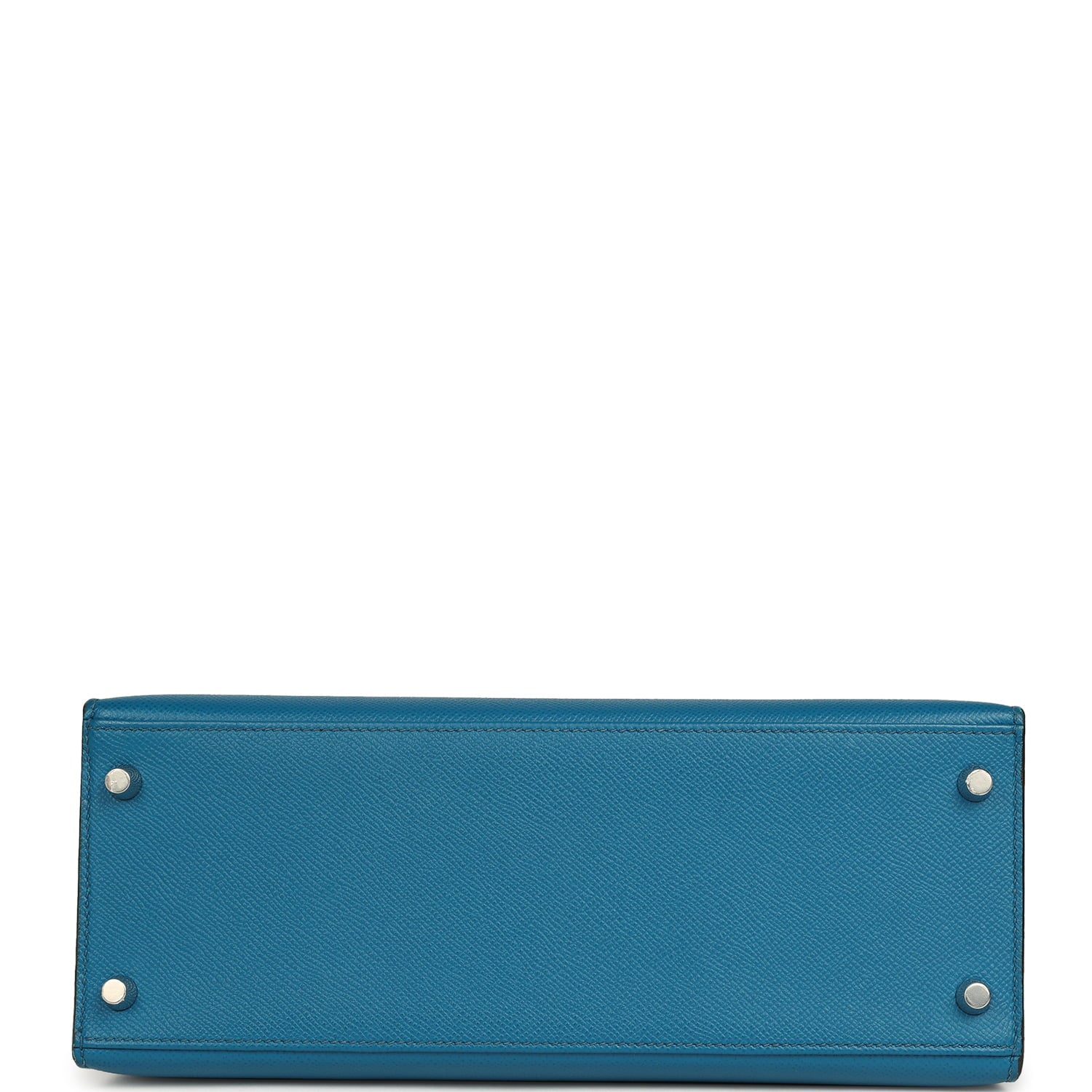 Pre-owned Hermes Kelly Sellier 28 Bleu Izmir Epsom Palladium Hardware
